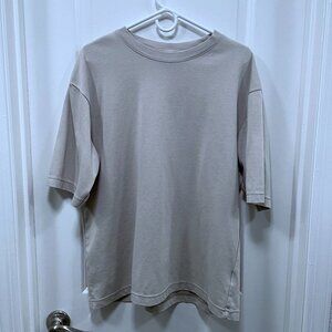 Uniqlo U - AIRism Cotton Oversized T-Shirt in Light Gray, Size L